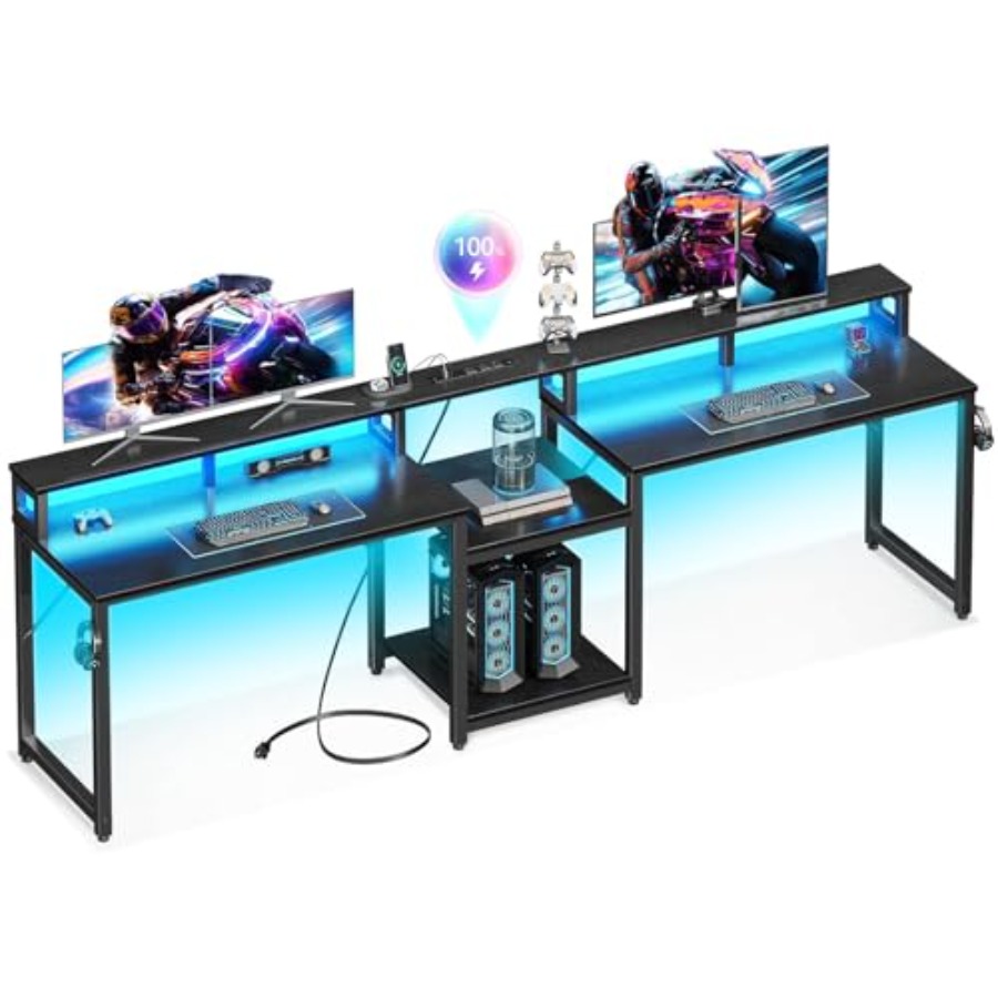 Dual Monitor Desk Setup - Bureau de jeu pour deux personnes,