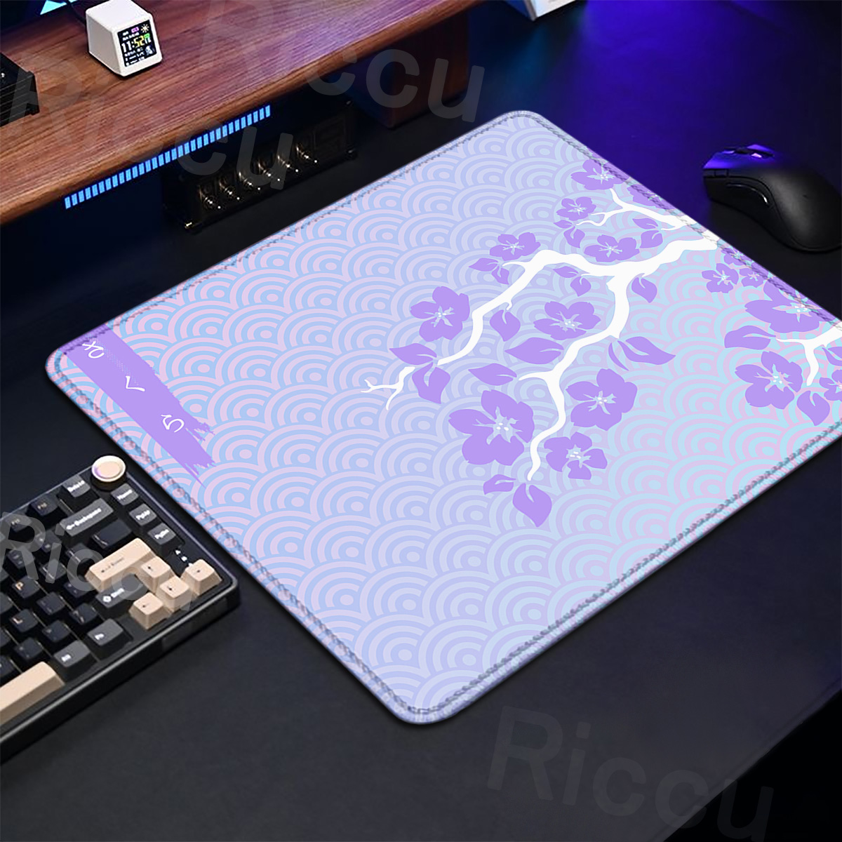 Desk Setup Blue - Tapis de Table violet Sakura pour