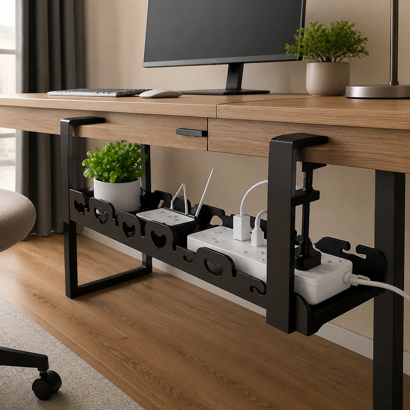 Desk Setup Living Room - Plateau métallique sous le bureau pour