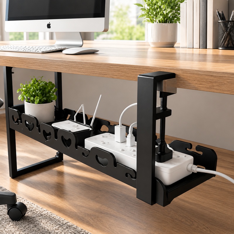 Desk Setup Living Room - Rangement de câbles pour bureau avec