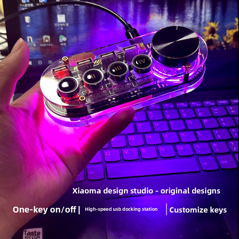 Desk Setup Hub - Hub USB personnalisé avec contrôleur d’éclairage