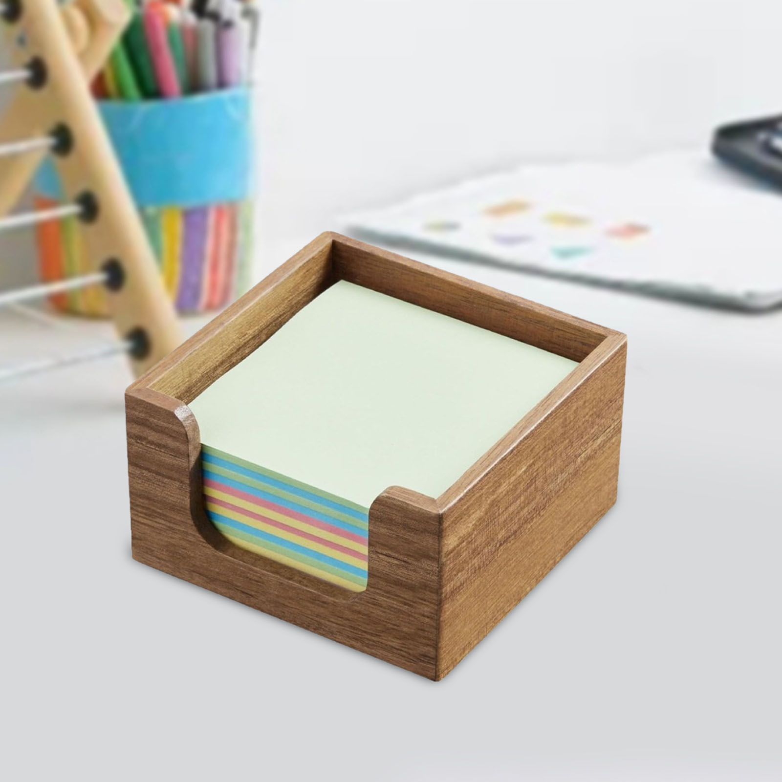 Sticky Memo Holder - Porte-notes autocollants en bois d'acacia, porte-bloc-notes