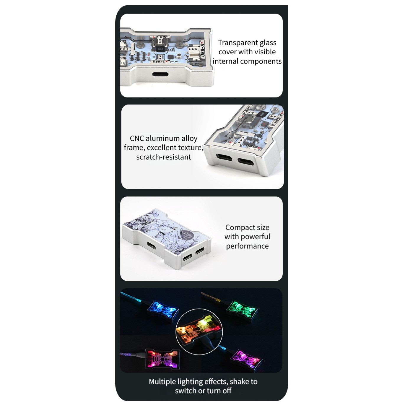 Hub USB RGB 2 entrées 3 sortie - Desk Setup Hub avis et prix