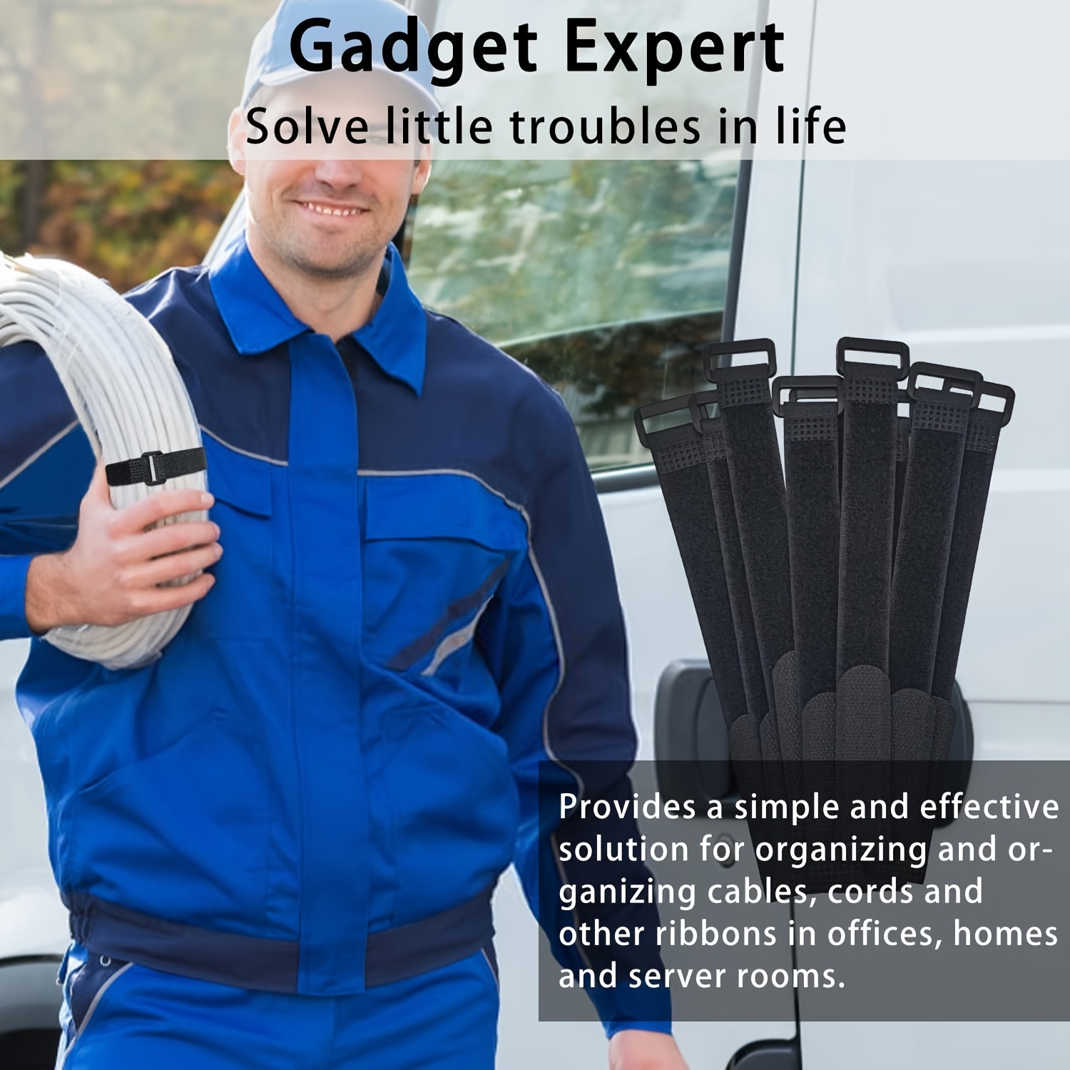 Sangles velcro noires réutilis - Cable Velcro Strap avis et prix