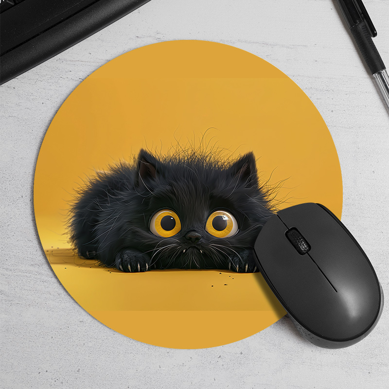 Tapis de souris rond chat noir - Desk Setup Or Set Up avis et prix