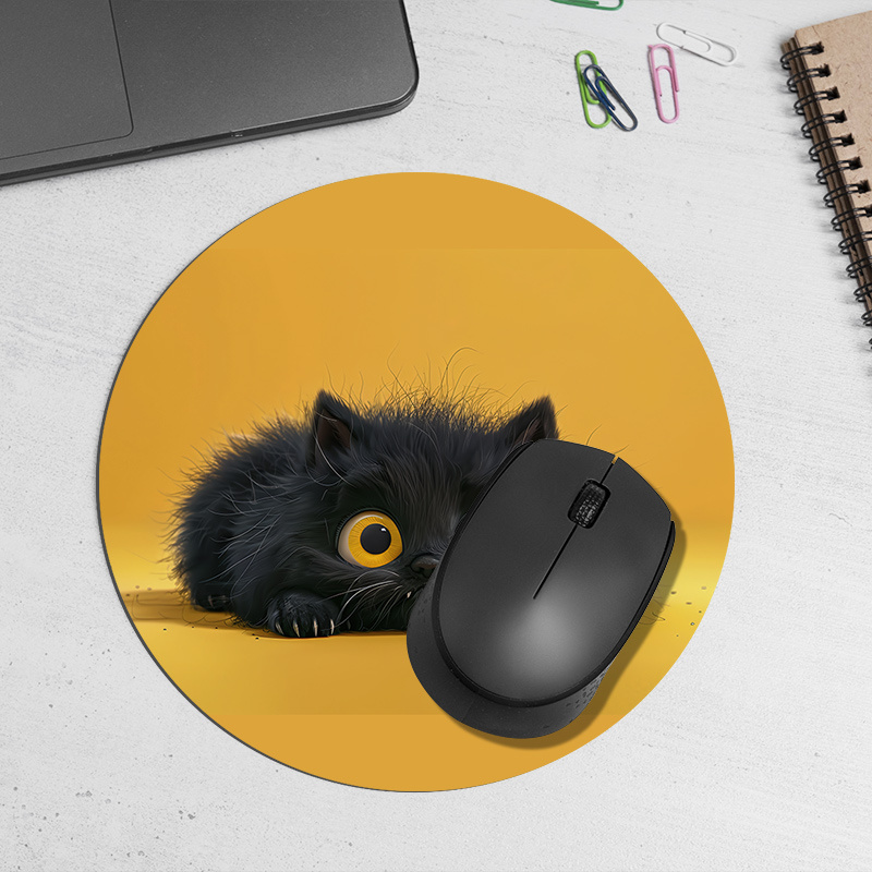 Tapis de souris rond chat noir - Desk Setup Or Set Up avis et prix