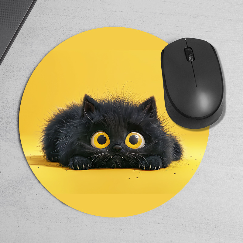 Tapis de souris rond chat noir - Desk Setup Or Set Up avis et prix